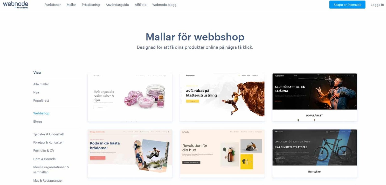 Mallar för webbshop